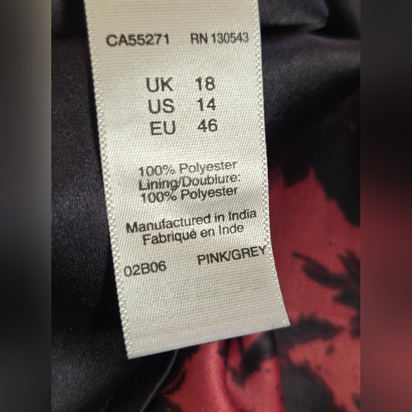 Long Tall Sally Red Floral Pleated Midi Skirt US 14 Silk-Feel Hidden Zip - Picture 11 of 11